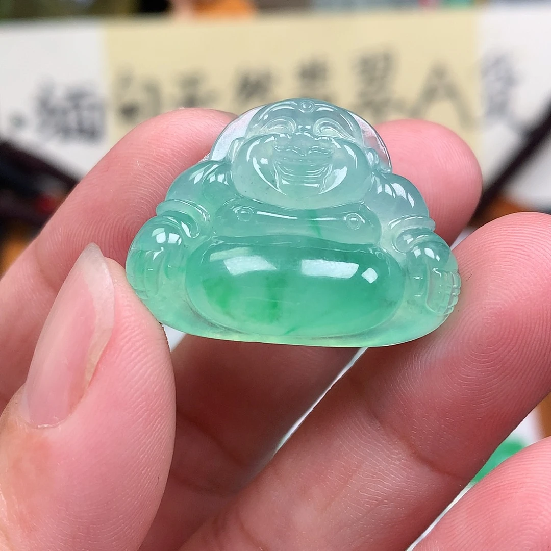 翡翠散珠缅甸天然A货翡翠阳绿佛公