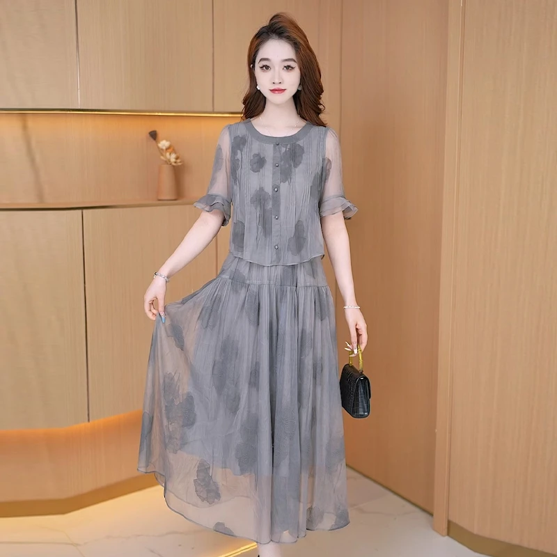【连衣裙】夏季新款气质外出高贵洋气收腰显瘦印花女装连衣裙