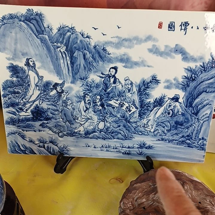 盘云*景德镇手绘釉下彩手绘画