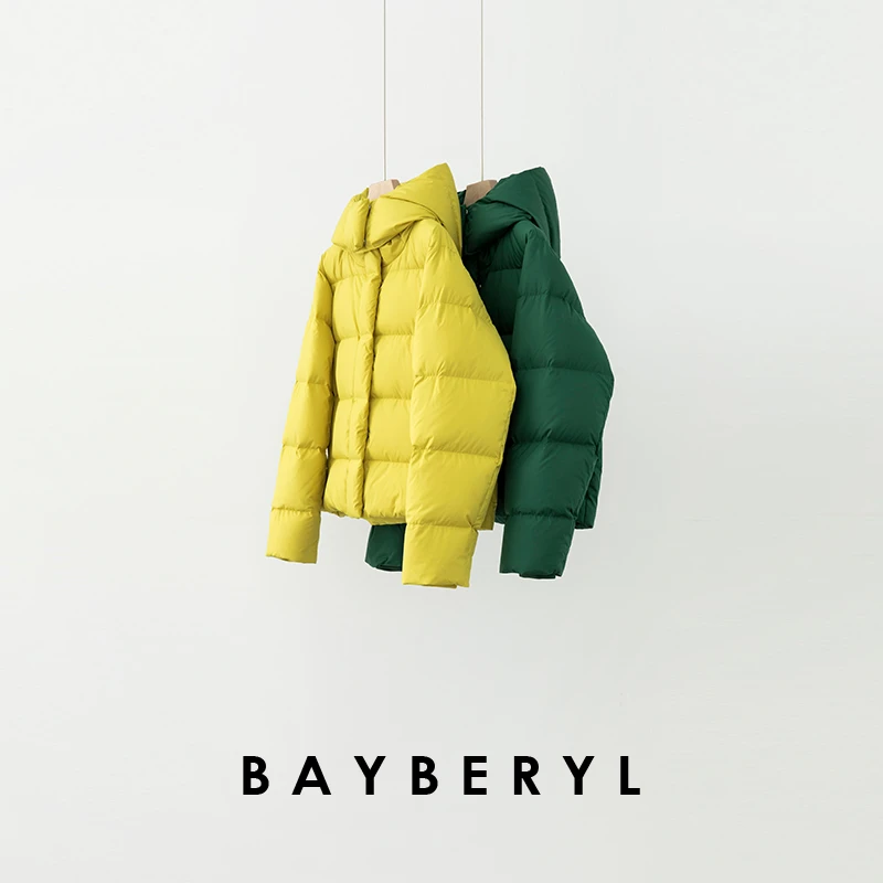 BAYBERYL老贝利蒙塔*黄绿时尚保暖秋冬连帽羽绒服YRF5G1844-9/14