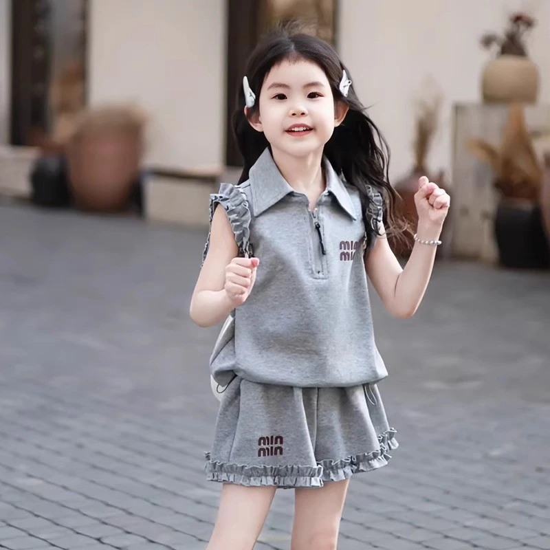 女童夏季短袖套装2025新款儿童夏款女孩休闲运动两件套网红时髦潮