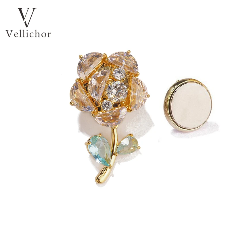 铜合金胸针 原创设计灵动超闪粉色山茶花磁吸扣胸针女小众轻奢