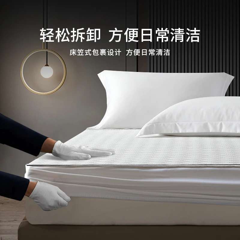 希尔顿星级酒店床笠全棉纯棉单件夹棉全包床罩床垫保护罩防滑防尘