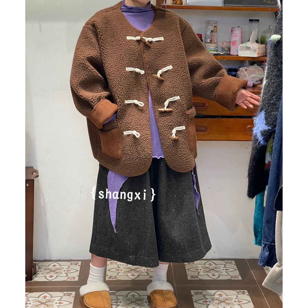 叨叨推荐款 YQ#9576#牛角扣加厚圆领外套（冬季新款）FL