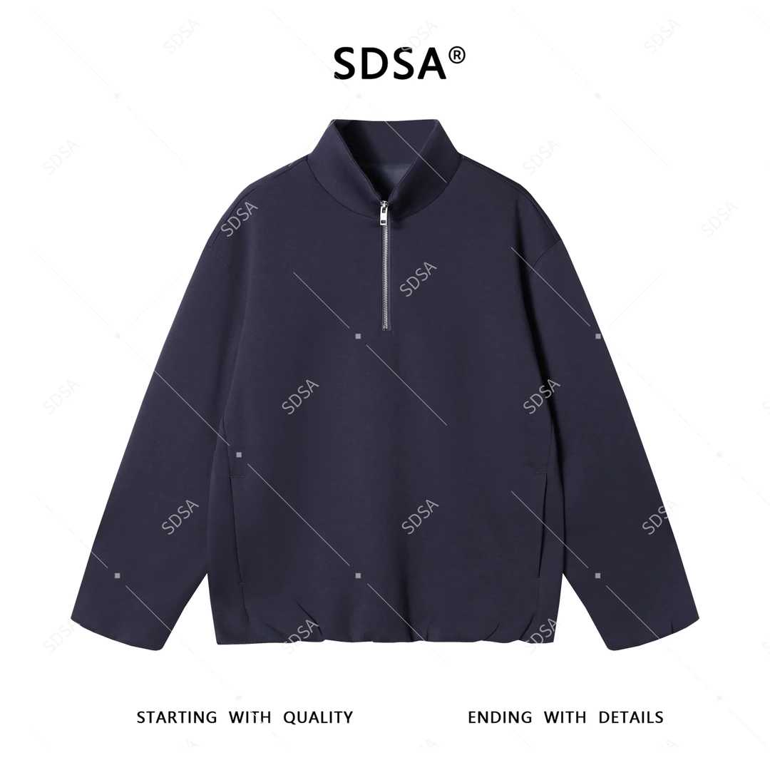 SDSA男士2025新款轻奢痞帅男装美式半拉链立领卫衣套头时尚潮牌