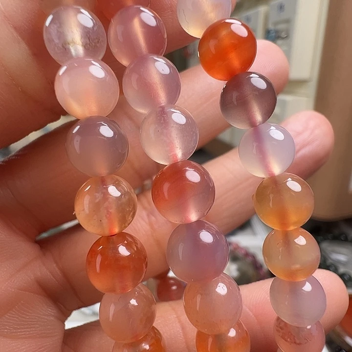 玛瑙/玉髓未镶嵌手链绕手三圈长链天然糖果玛瑙