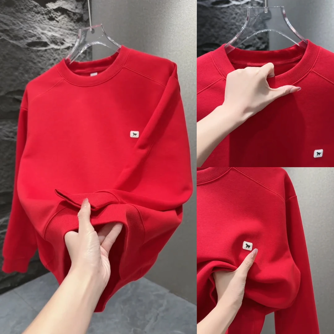 【马年贺岁系列】冬季加绒加厚圆领卫衣保暖亲肤男生打底卫衣