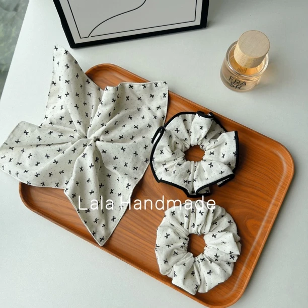 手作波点蝴蝶结方巾发圈嵌条发圈 满20包邮