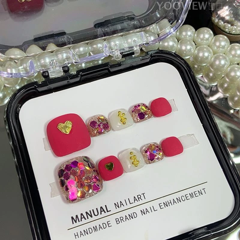 【YOO VIEW柚见】砂爆闪亮片脚趾高质量穿戴甲片推荐20新款穿戴甲