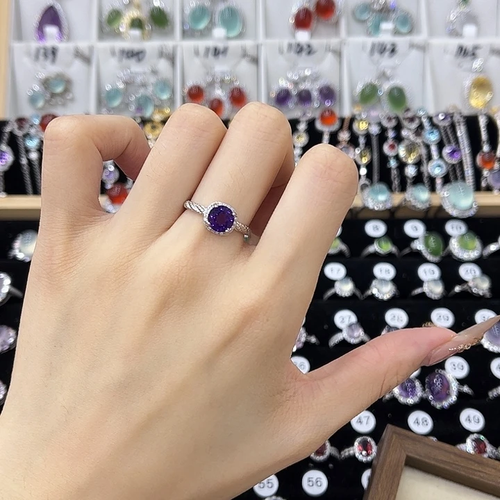 戒指紫晶银S925镶嵌