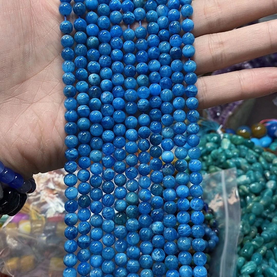 石英质玉未镶嵌，天然蓝磷辉6mm，