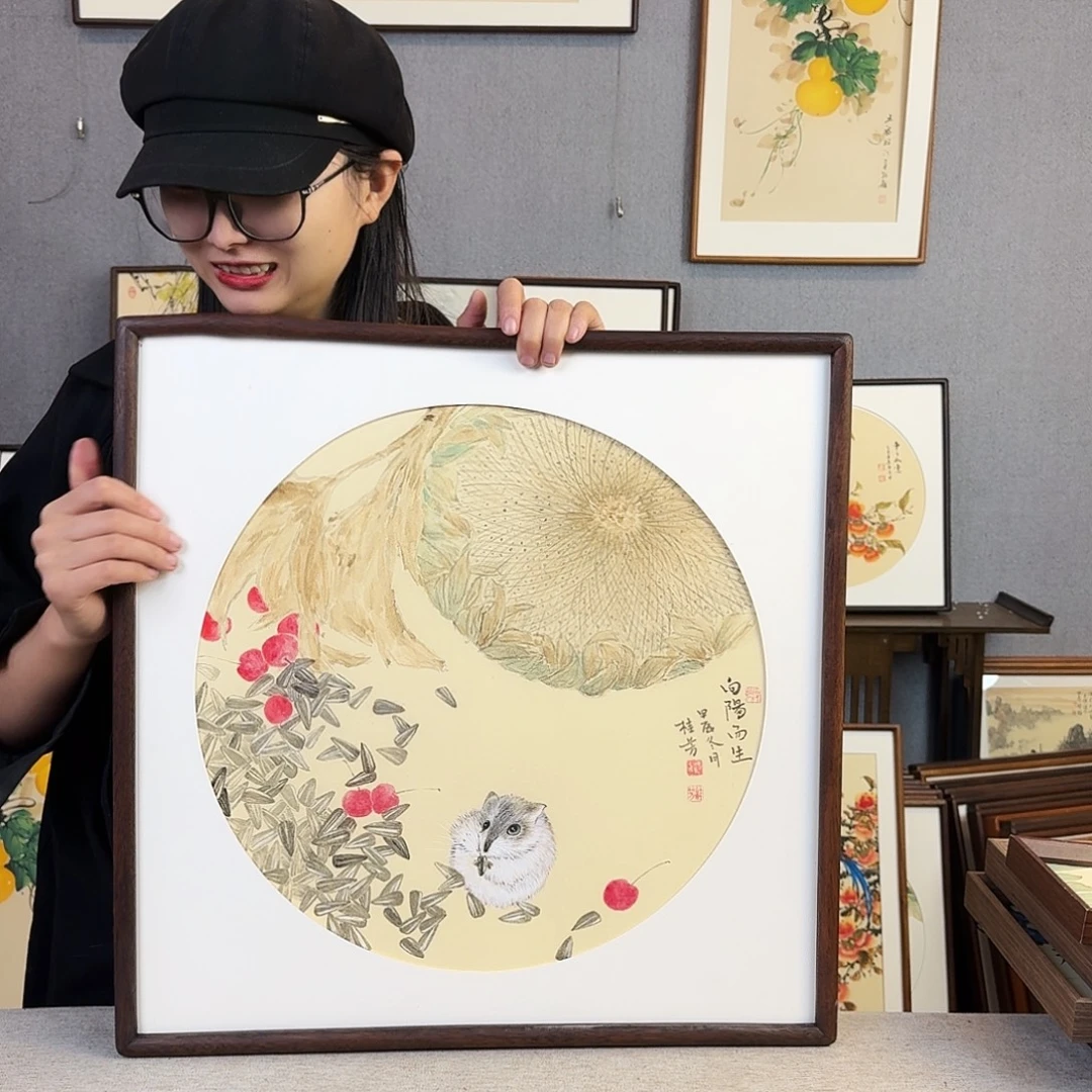 书法手绘带框尺寸： 53*53