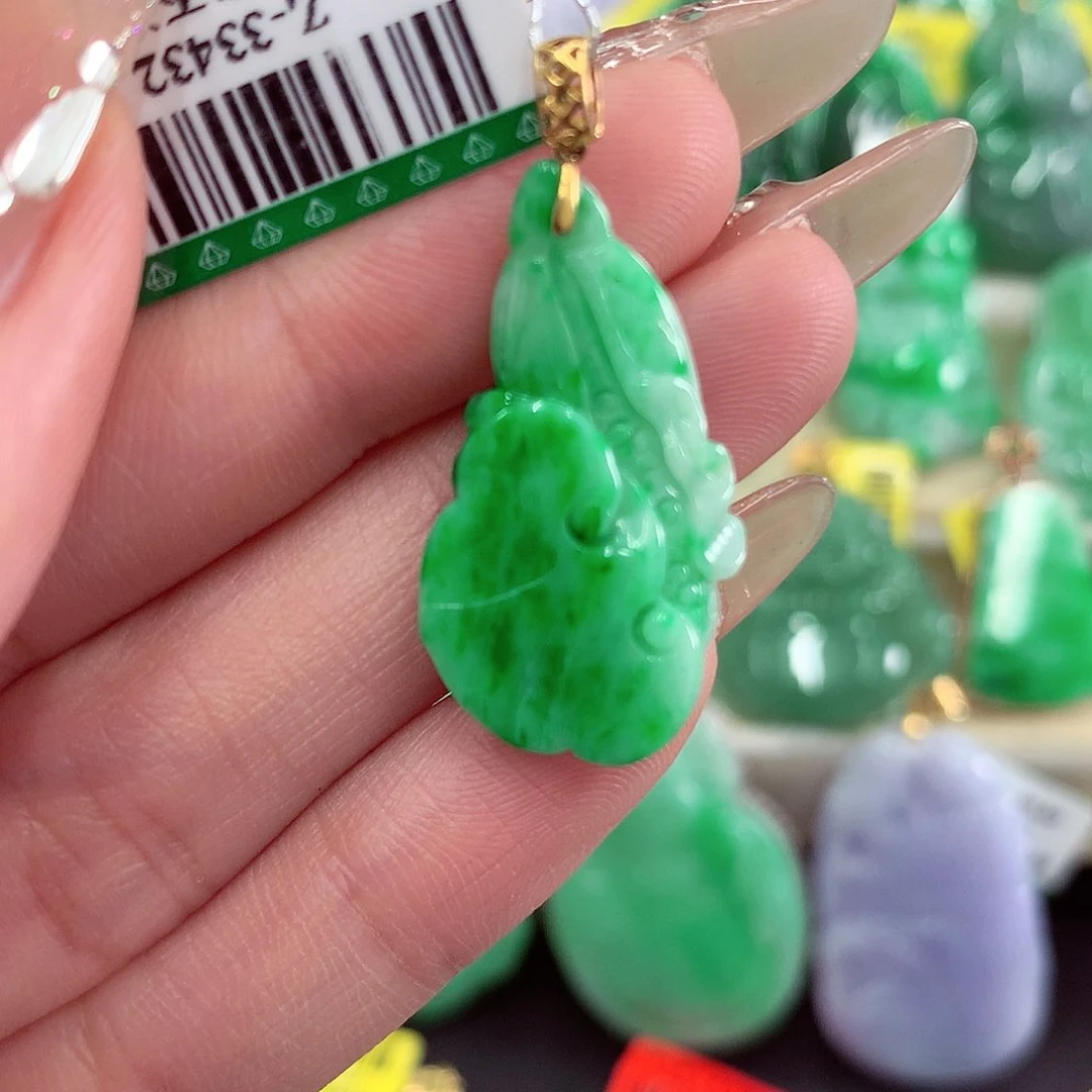 翡翠18K金镶嵌吊坠(不含链)