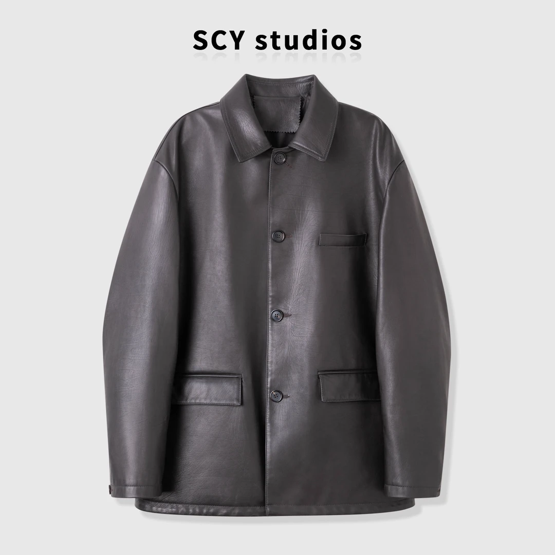 SCY｜ JIN口胎牛皮西装翻领皮衣 2025早春新款松弛感外套女