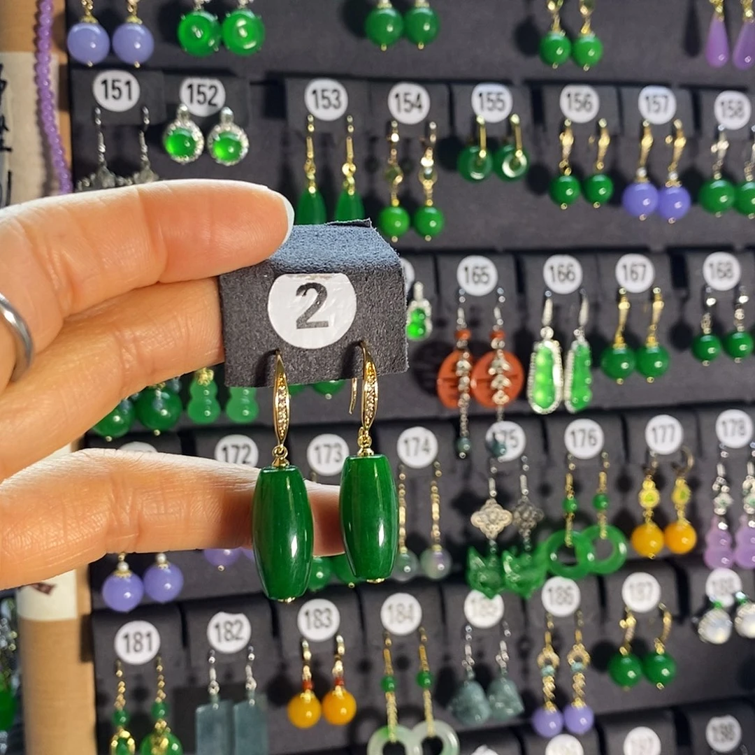 银S925镶嵌翡翠耳饰2