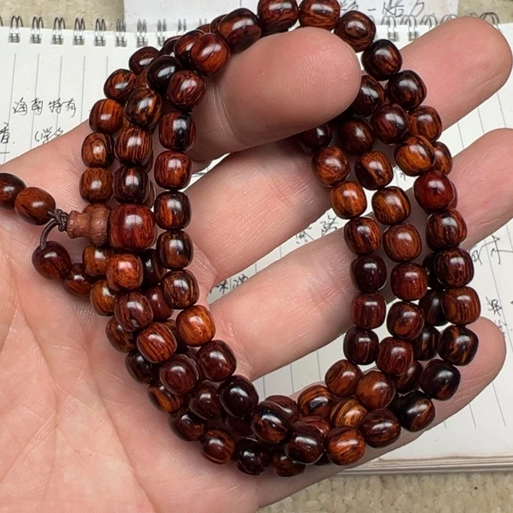 降真香手串/手链海南红降06*108老型黄金虫漏
