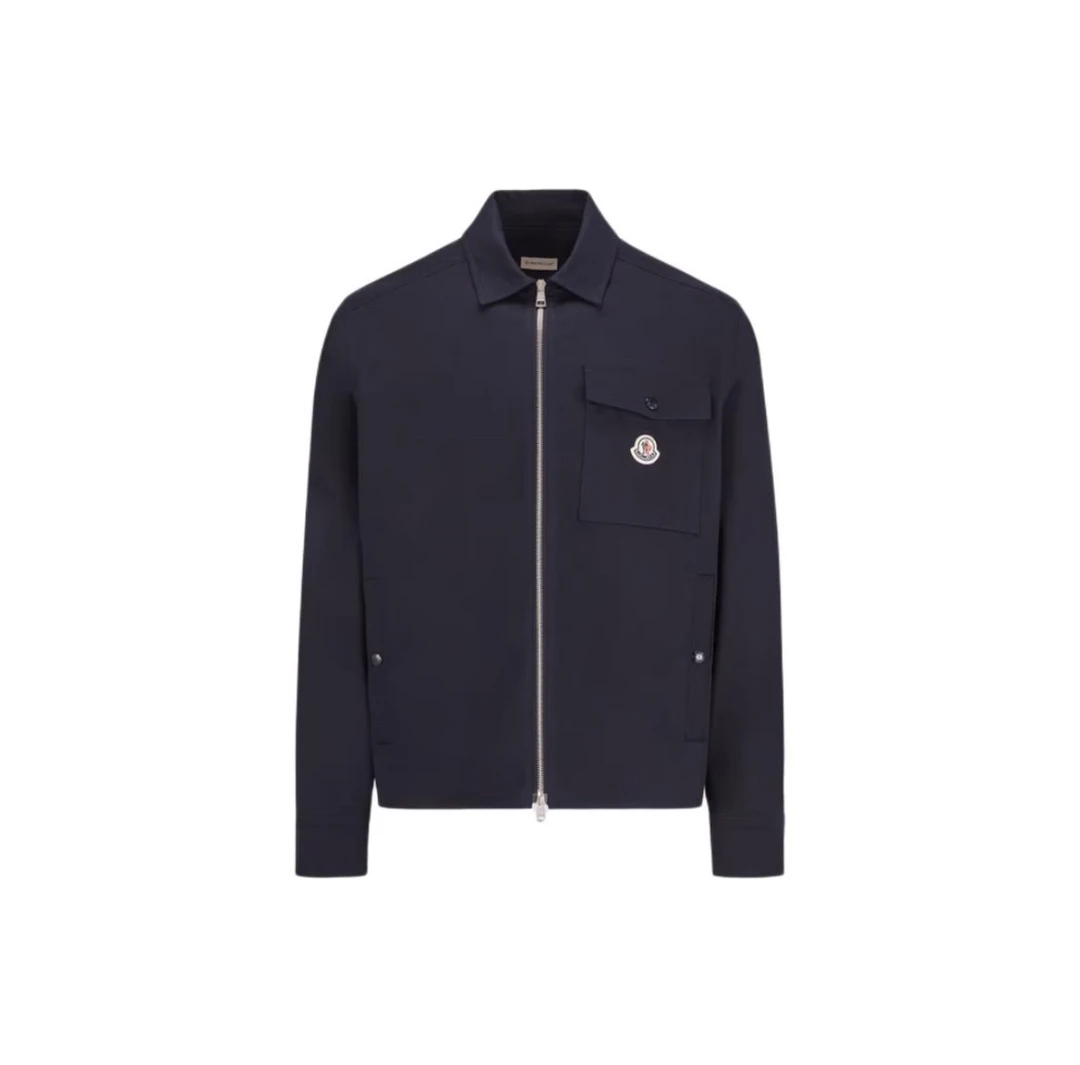 全新未使用 MONCLER 海军蓝拉链开合翻领长袖夹克外套XL码