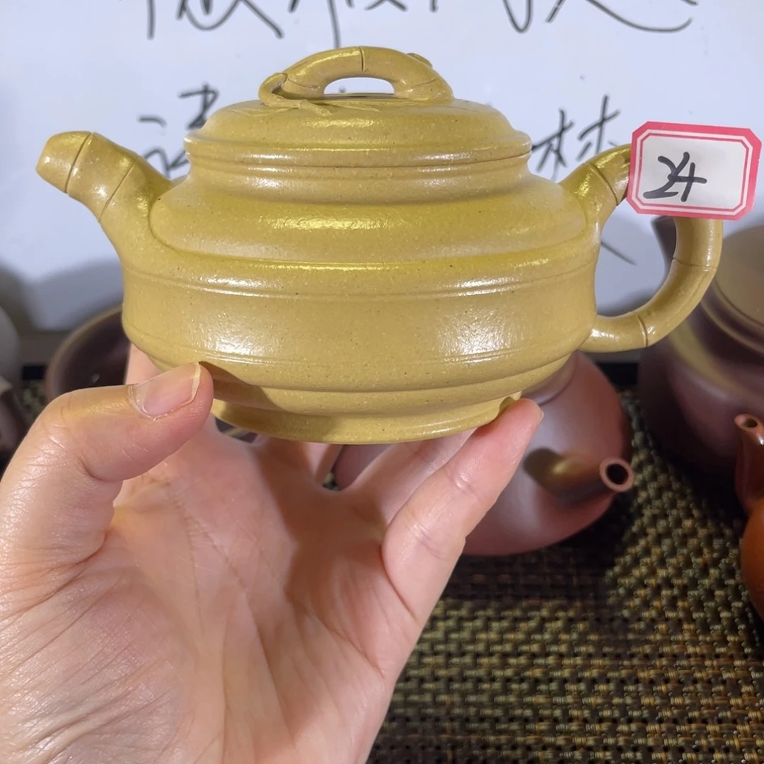 紫砂茶壶双线竹鼓微瑕