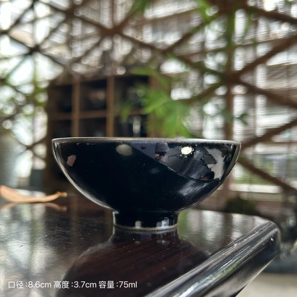 实拍 全包釉薄胎平口乌金建窑建盏纯手工主人杯