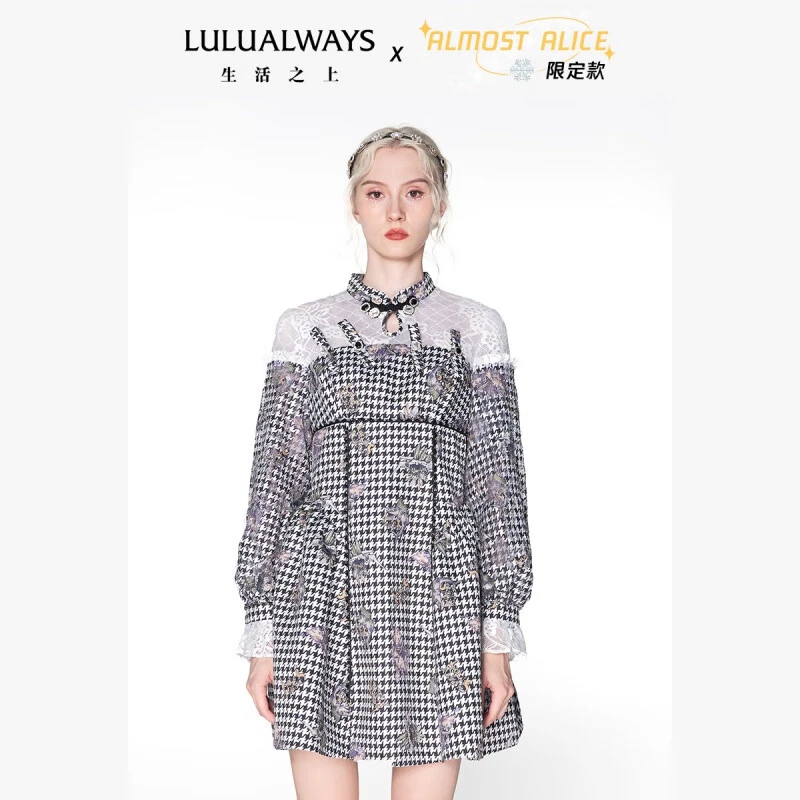 LULUALWAYS ALMOST ALICE 冬季限定系列拼接面料连衣裙
