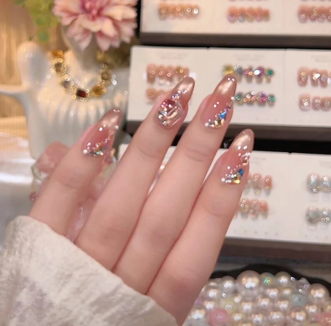 楼兰公主-手工美甲-可重复佩戴-掉钻包补-10片