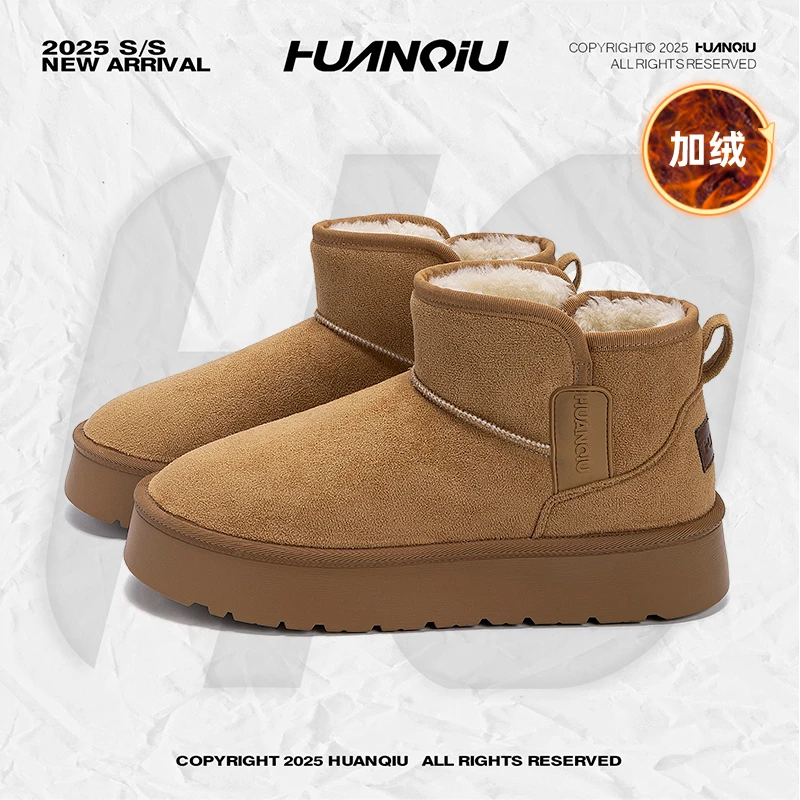 环球情侣加绒雪地靴男款2025冬季新款男鞋户外厚底保暖防寒大棉鞋