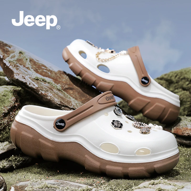 JEEP吉普洞洞鞋女款冬季外穿2025新款拖鞋网红凉鞋女士百搭凉拖鞋