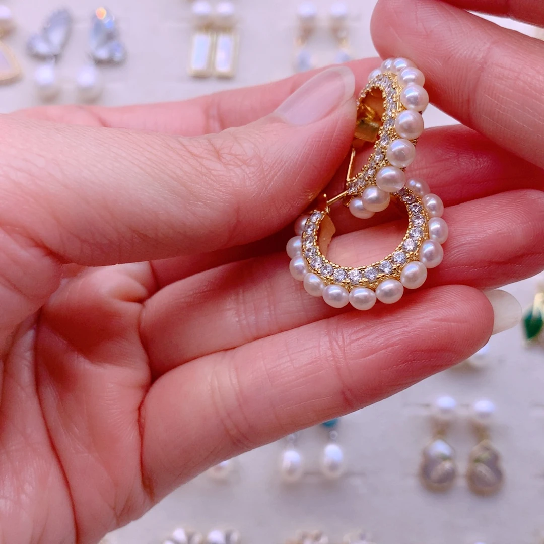 耳饰合金淡水珍珠