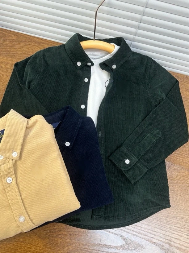 冬季新品 中大童灯芯绒衬衫经典简约