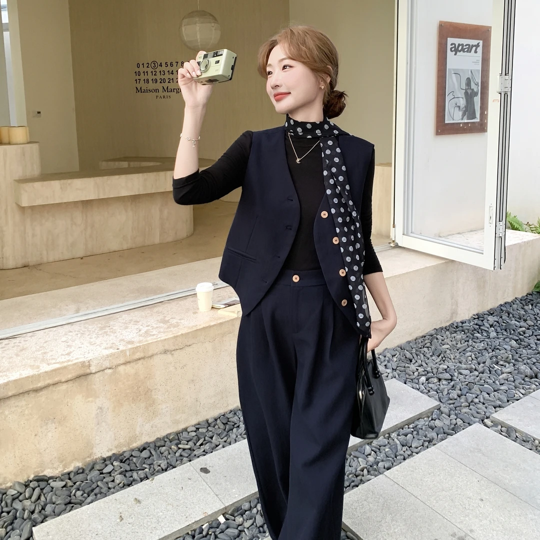 老钱风气质马甲套装女2025秋季新款高级感显高显瘦阔腿裤两件套