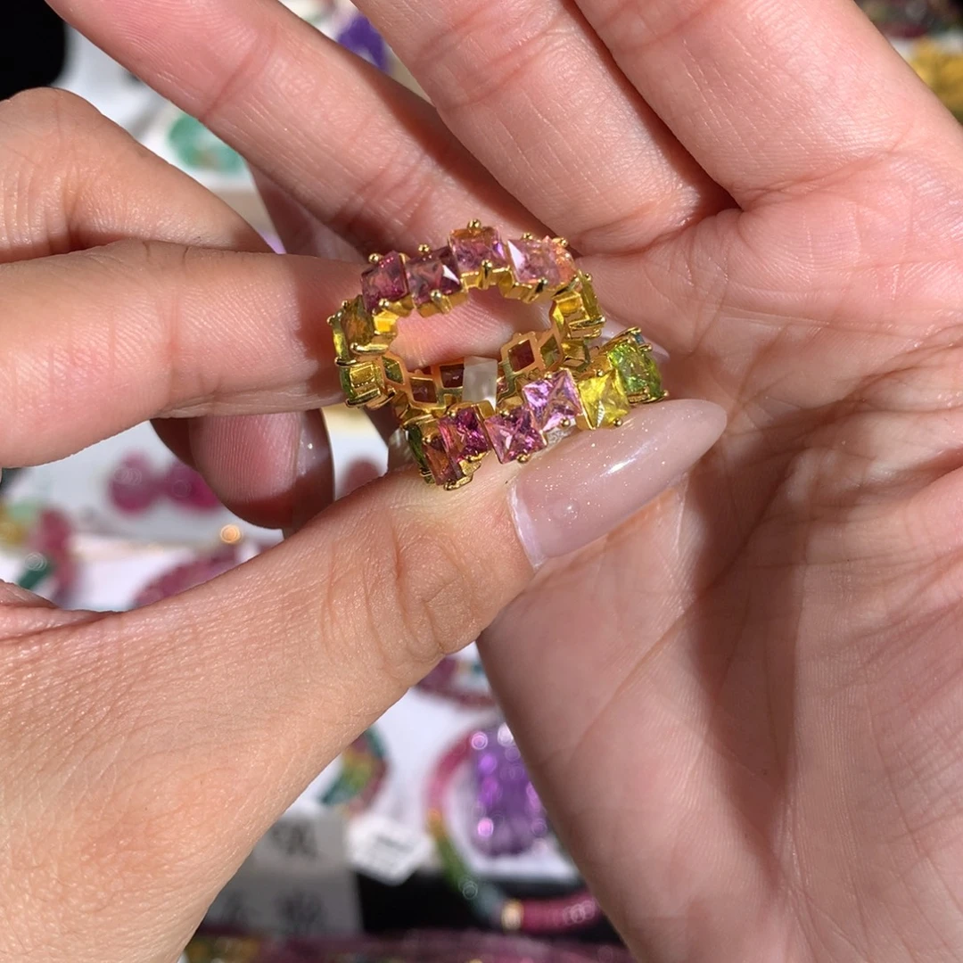 碧玺戒指银S925镶嵌多样性发其一