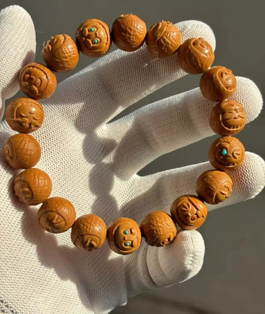 【梵仙FANXIAN】高端精工辣卟卟猴头核桃雕刻手串 动漫独家镶嵌