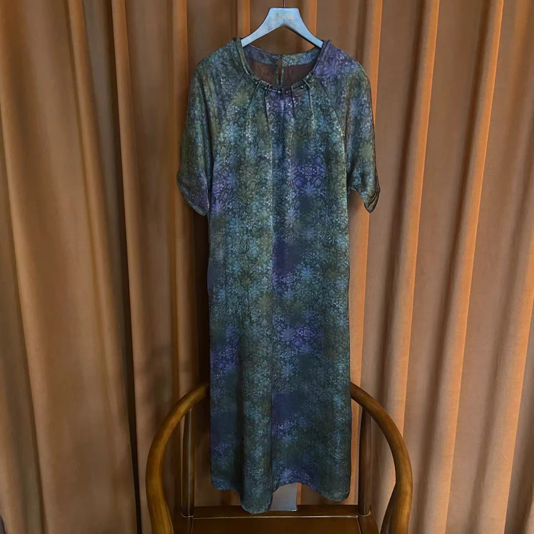 【初叶】新中式女装显瘦连衣裙2025夏季新款中袖时尚气质国风