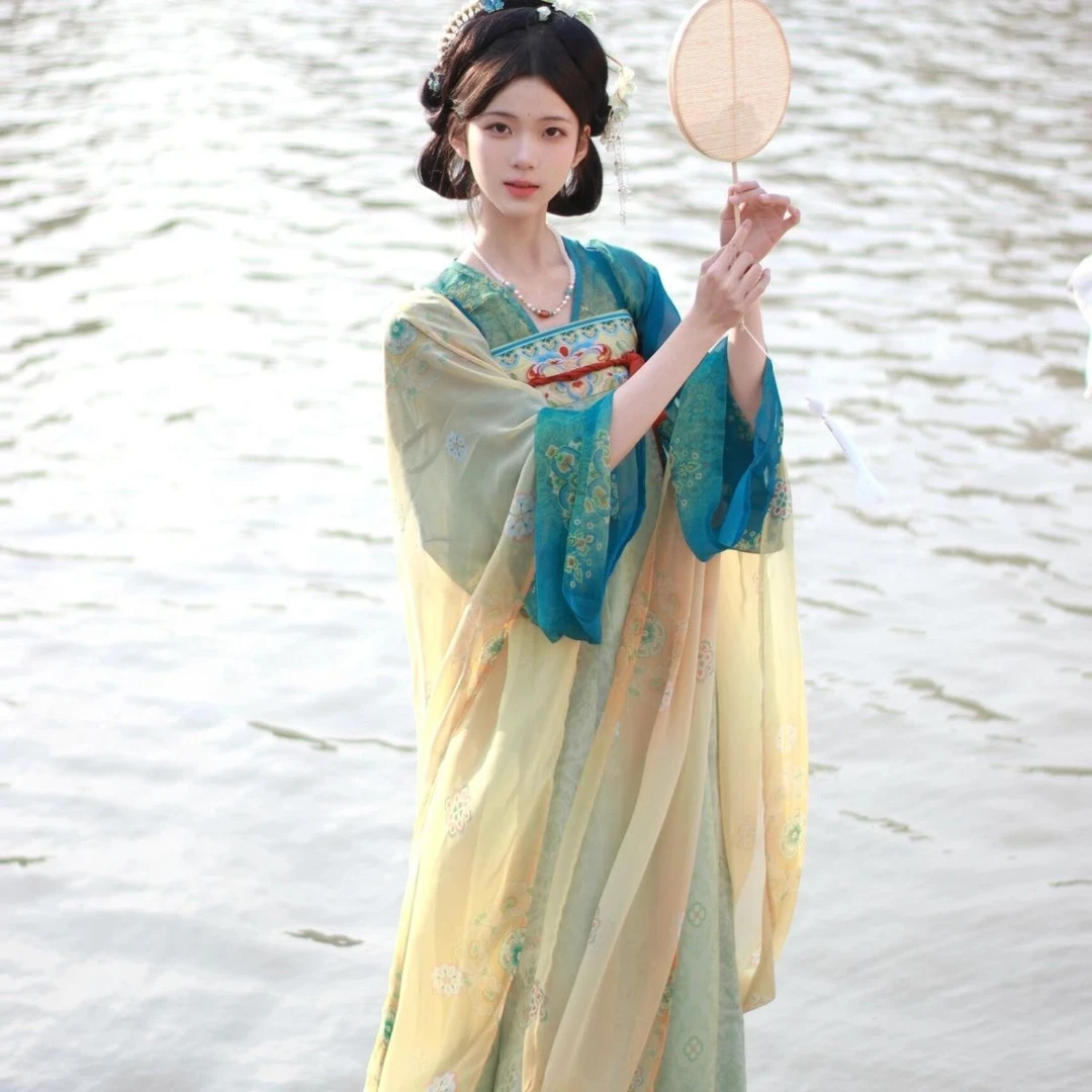 新款汉服【春辰锦】春季唐制复原齐胸襦裙套装披帛汉服女装爆款