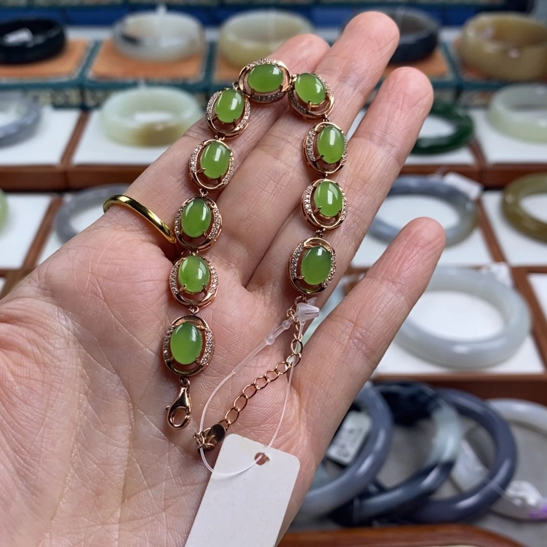 *****和田玉银S925镀金镶嵌颈饰