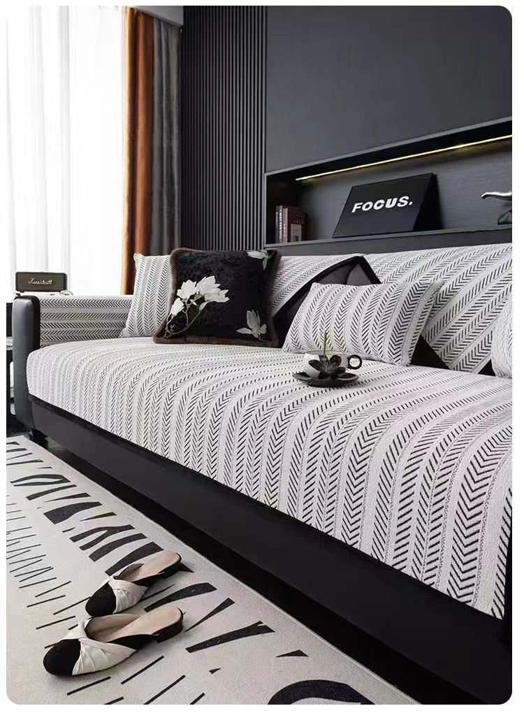 意法（潮汐）2025最新款皮沙发垫套罩盖布雪尼尔四季通用防滑防猫