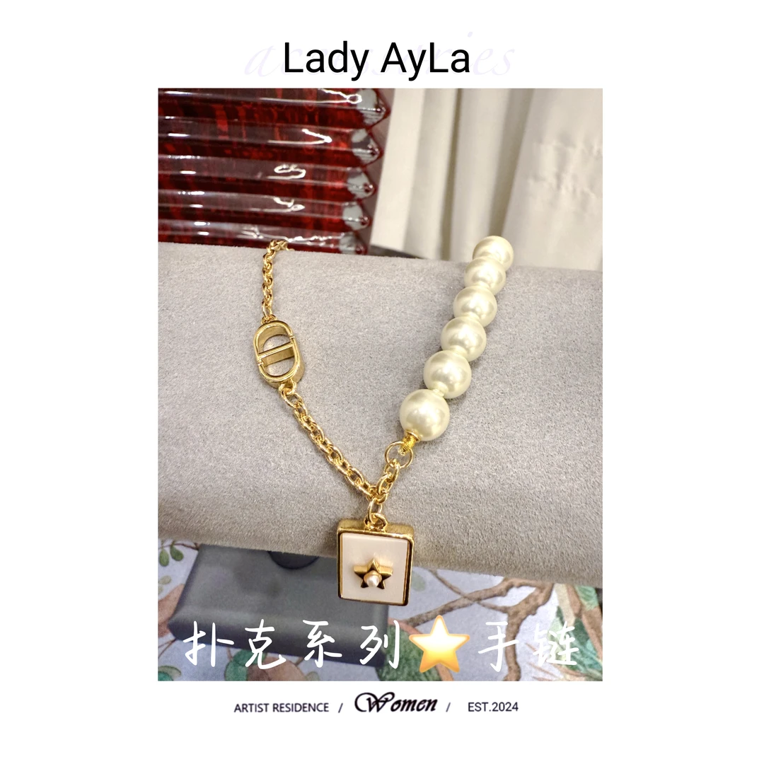 铜合金仿珍珠手链 CD五角星轻奢时尚手链AL193