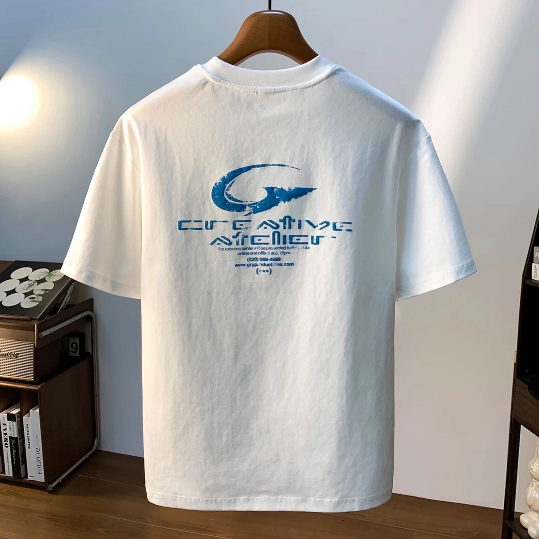 MR.MUDI/穆迪先生短袖T恤男薄款潮流印花体恤衫新疆棉圆领半袖