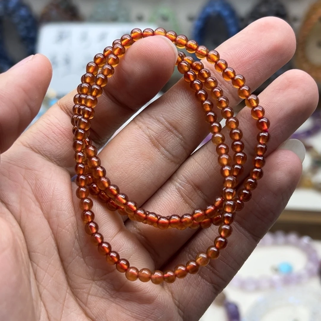 手链水晶未镶嵌净体橙红石榴石