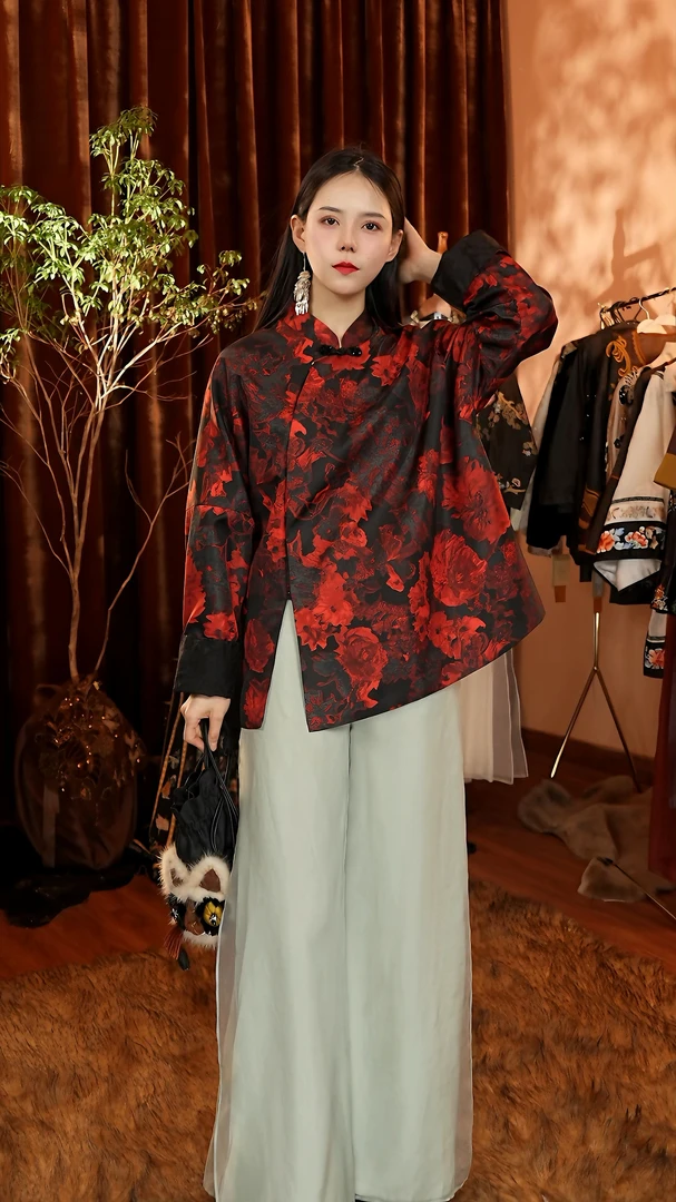 Fanny Darnat/芬妮丹娜特新中式女春秋印花复古气质轻熟外套上衣