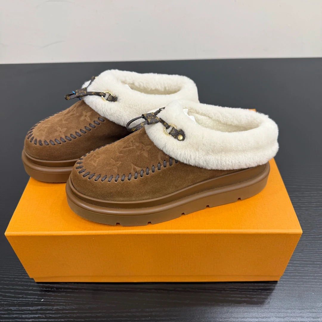 未使用 LouisVuitton/路易威登 26牛皮革毛毛鞋 37码 GM006178