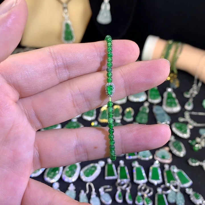 银S925镶嵌手链翡翠