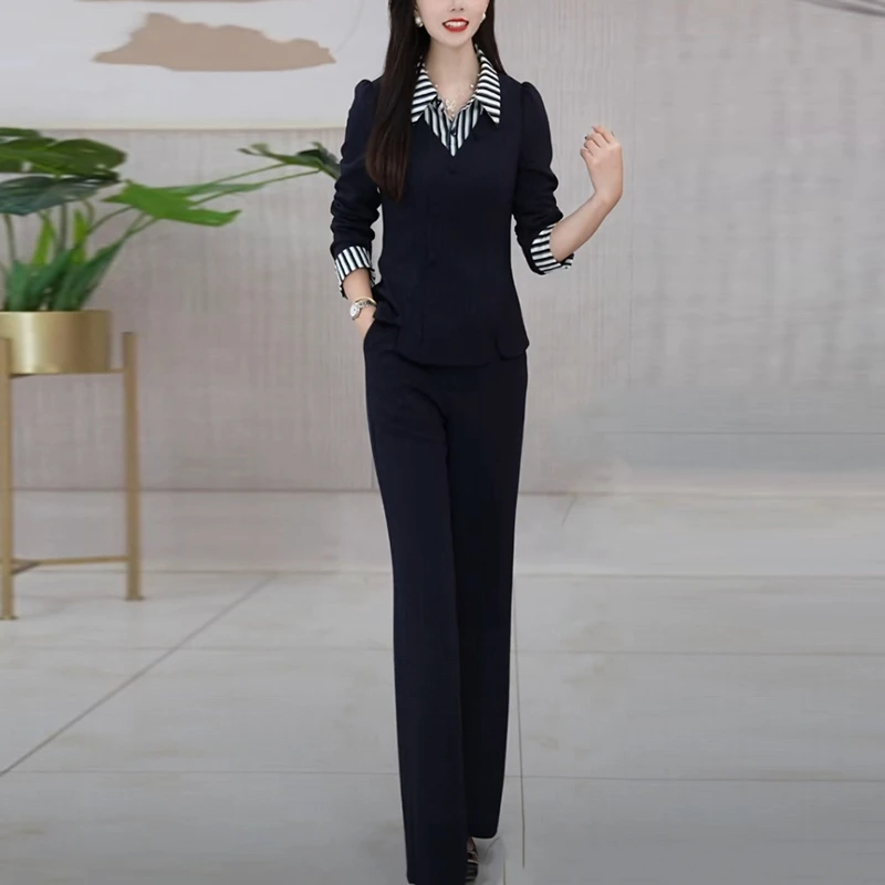 丽丝精纺时尚气质套装2025春秋季新款长袖洋气修身显瘦气质两件套