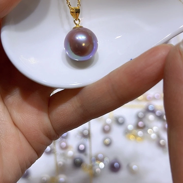 淡水珍珠紫珠金色瓜子扣未镶嵌