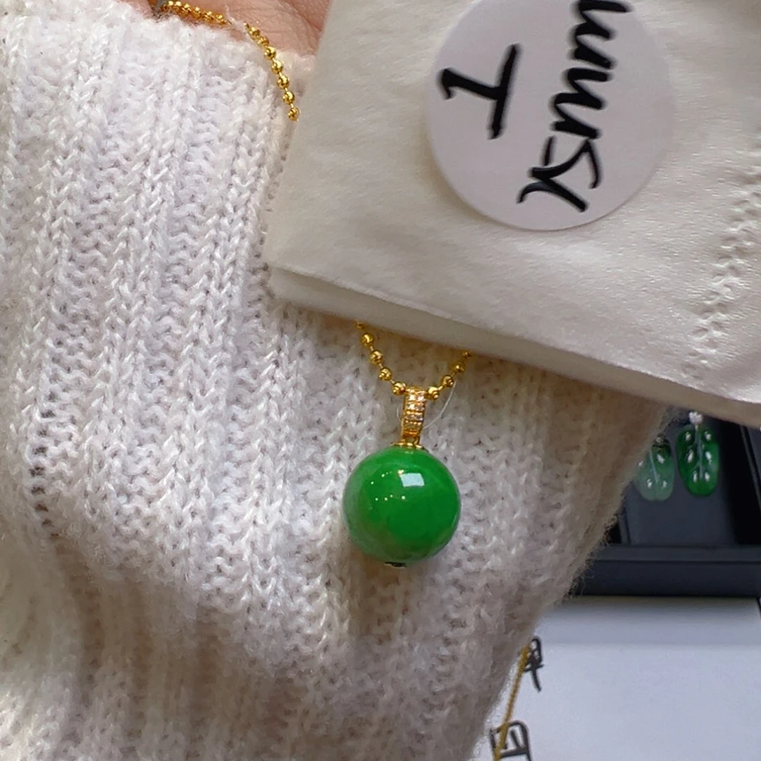 翡翠18K金镶嵌吊坠(不含链)