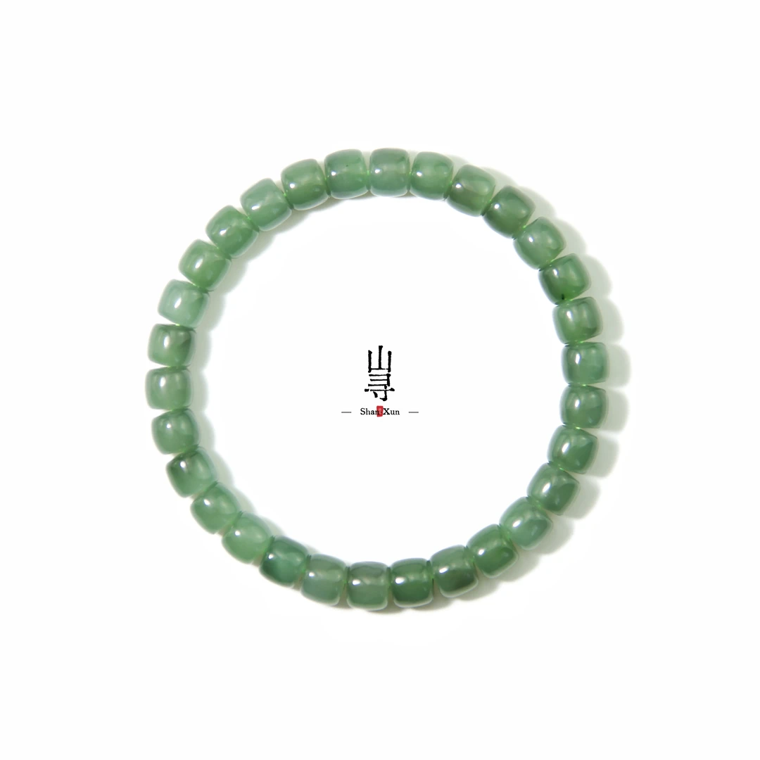 天然和田玉乌兰海碧玉冰果绿（微蓝调）直切手串7mm（多样性发其一）