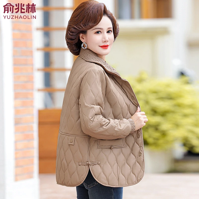 俞兆林中年妈妈秋冬夹棉外套短款50岁中老年女冬季棉服轻薄小棉袄