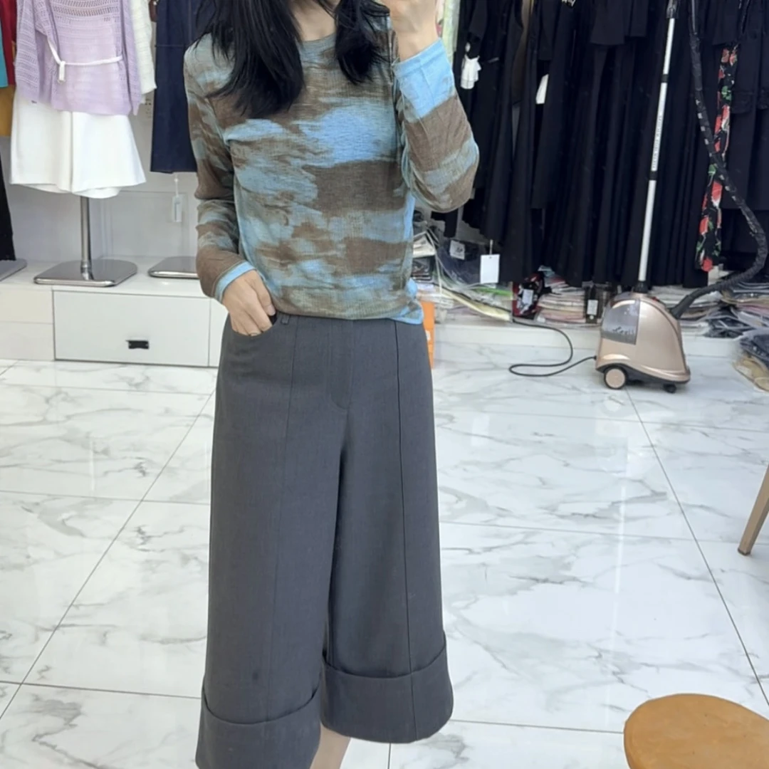 扎染七分袖长袖防晒常规款T恤时尚设计师气质秋季女士