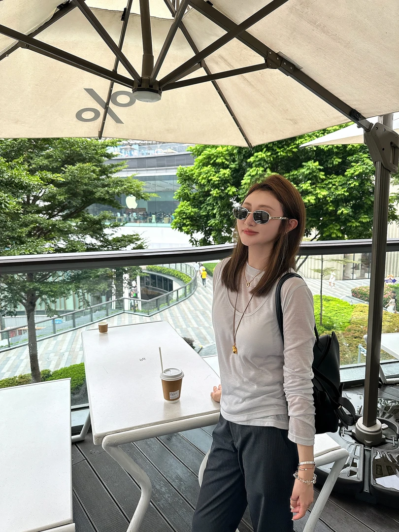 AIMURSE【叠穿日记】小众设计师 两件套T恤背心组合休闲上衣 AM7020