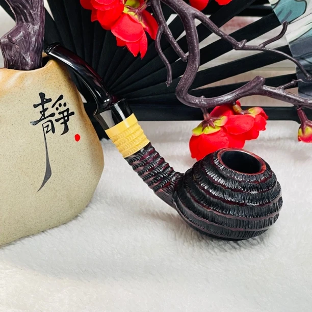 8152雕刻棕色飞碟花斗3毫米烟具(口径20深29长145)